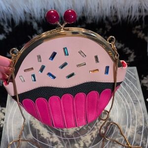 Chic Pink and Black Cupcake Clutch